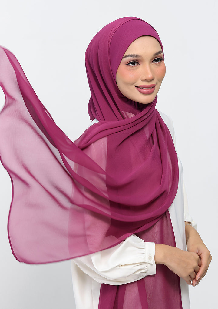 Raspberry - Plain Crinkled Chiffon