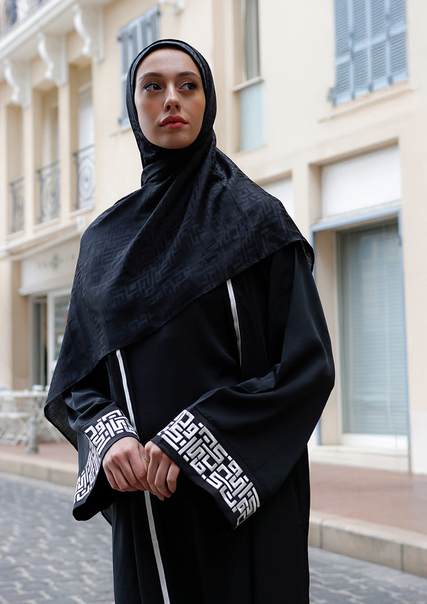Black Monogram-Abaya Dress Flowy Set XXL