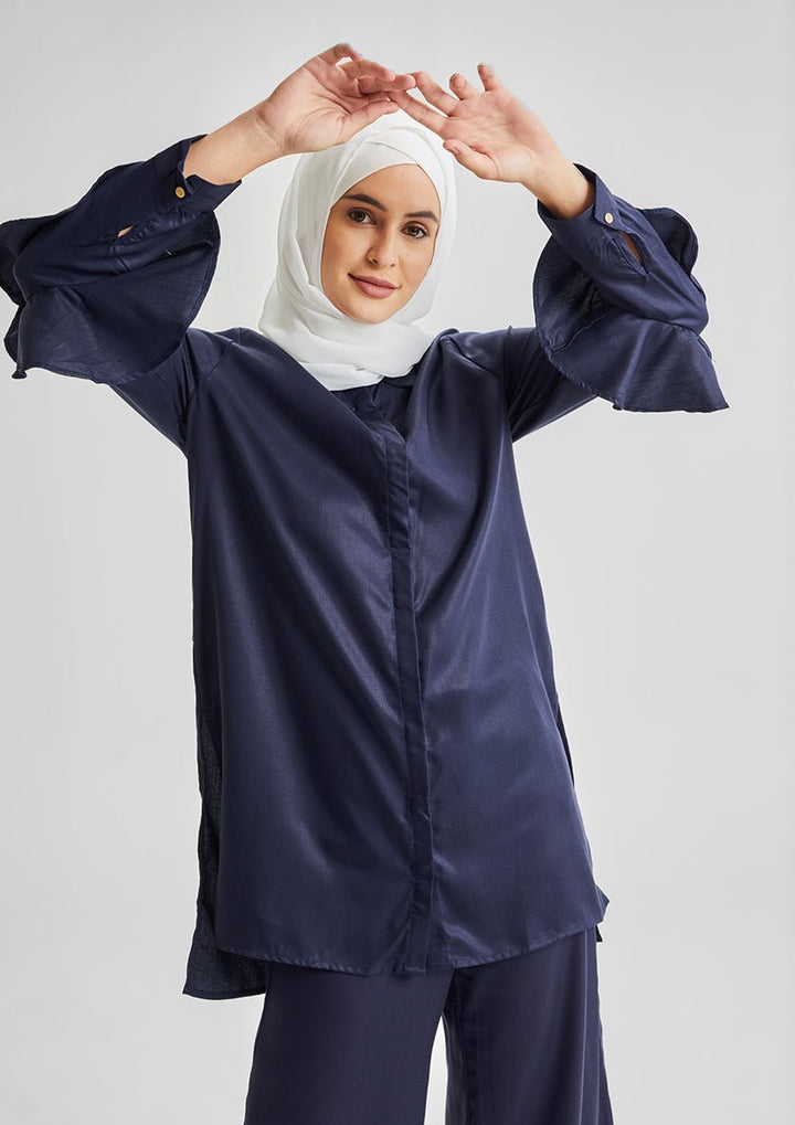 Ruffled Shirt-Tencelâ„¢ - BOKITTA