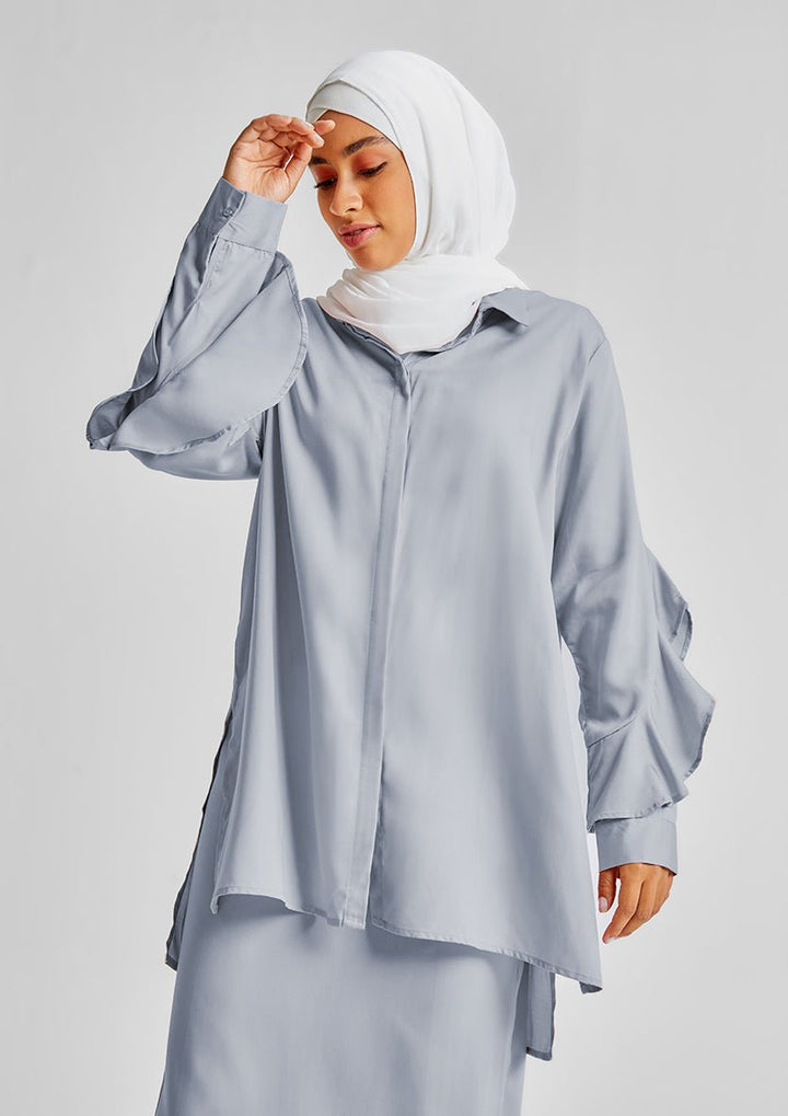 Ruffled Shirt-Tencelâ„¢ - BOKITTA