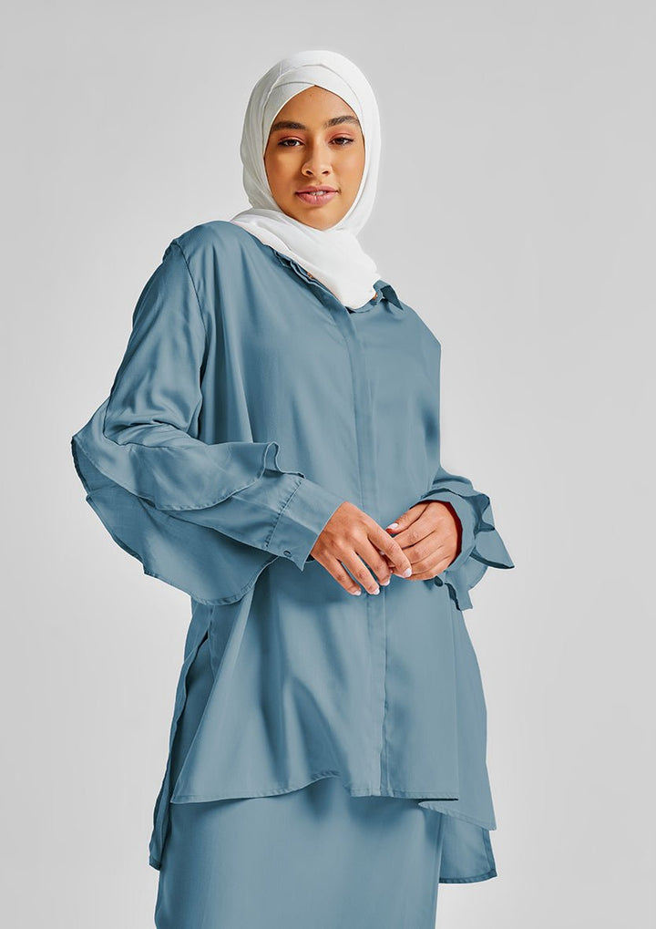 Ruffled Shirt-Tencelâ„¢ - BOKITTA