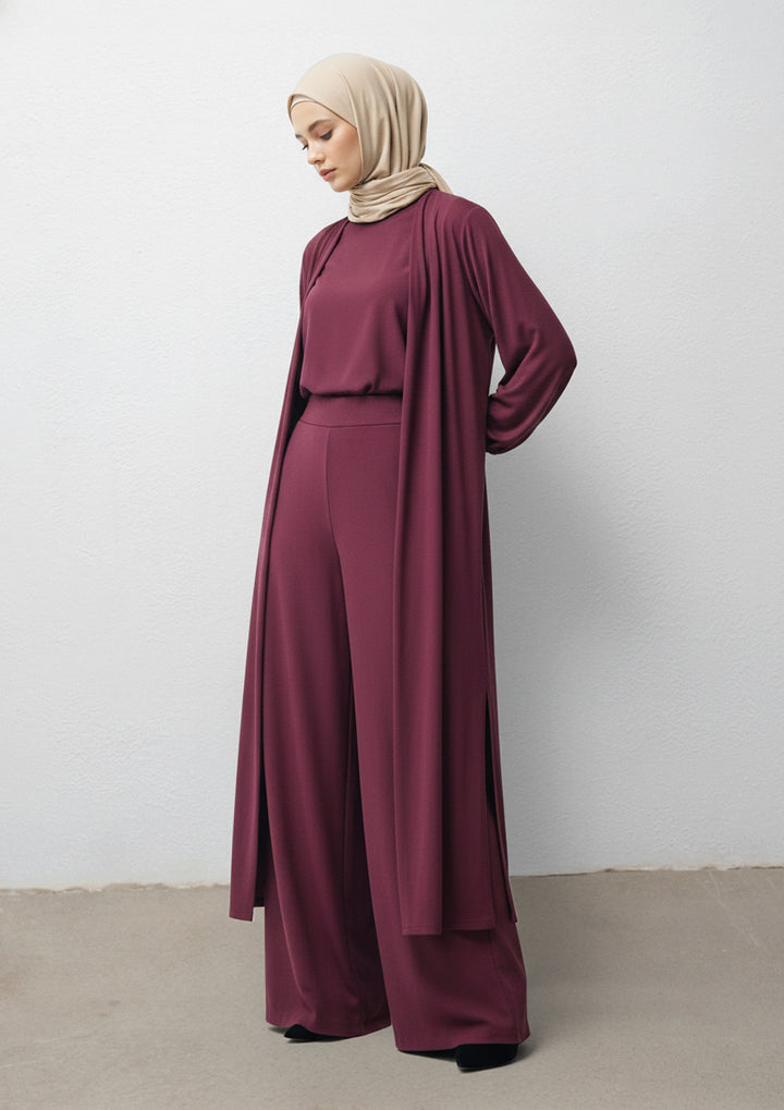 Burgundy - Haya 3 Piece Co-ord Set