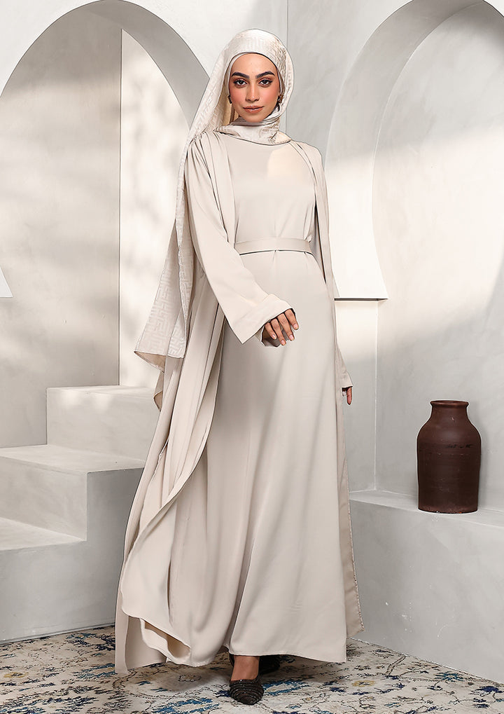 Abaya &amp; Maxi Dress Set - Stone