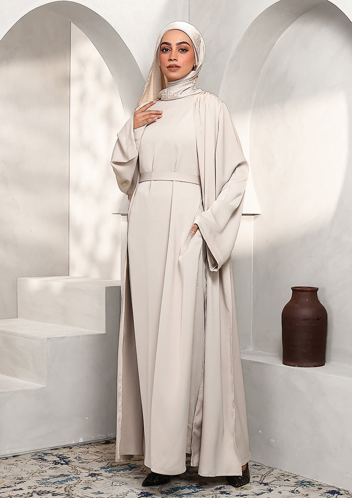 Abaya &amp; Maxi Dress Set - Stone