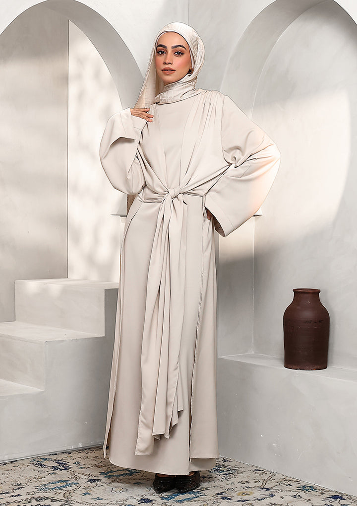 Abaya &amp; Maxi Dress Set - Stone