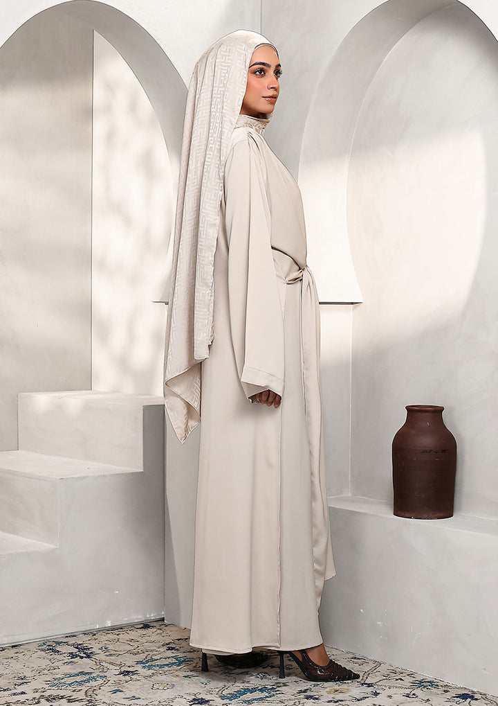 Abaya &amp; Maxi Dress Set - Stone