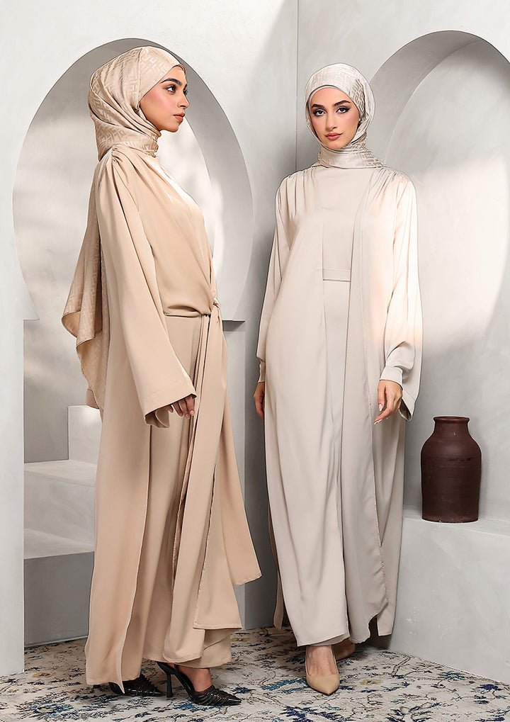 Abaya &amp; Maxi Dress Set - Stone