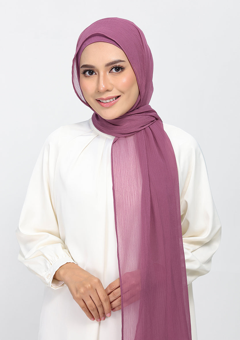 Damson Pink - Plain Crinkled Chiffon