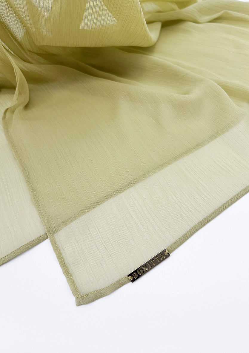 Moss Green - Plain Crinkled Chiffon