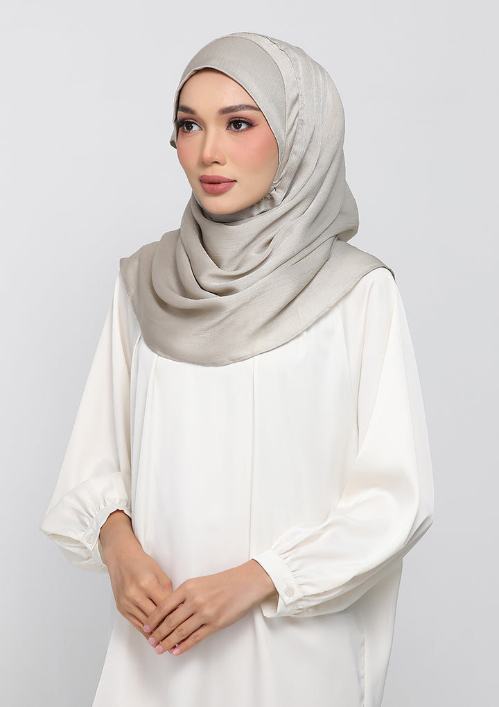 Ash Satin Crinkled - Instant Hijab Set with Inner