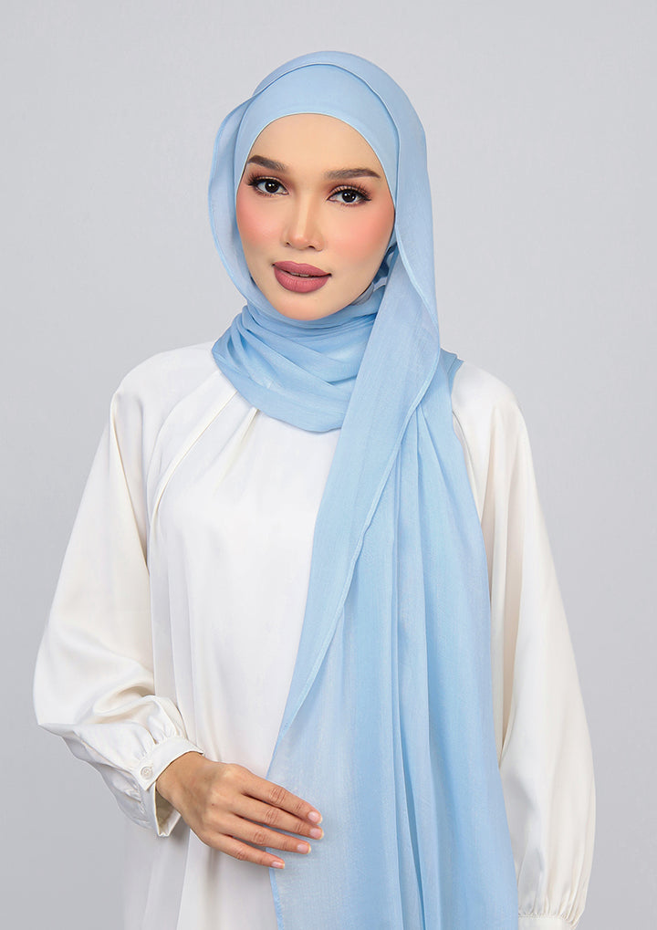 Sky Blue - Modal Woven Shawl Set with Inner