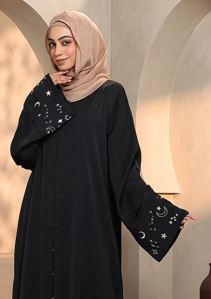 Abaya With Embroidery - Black