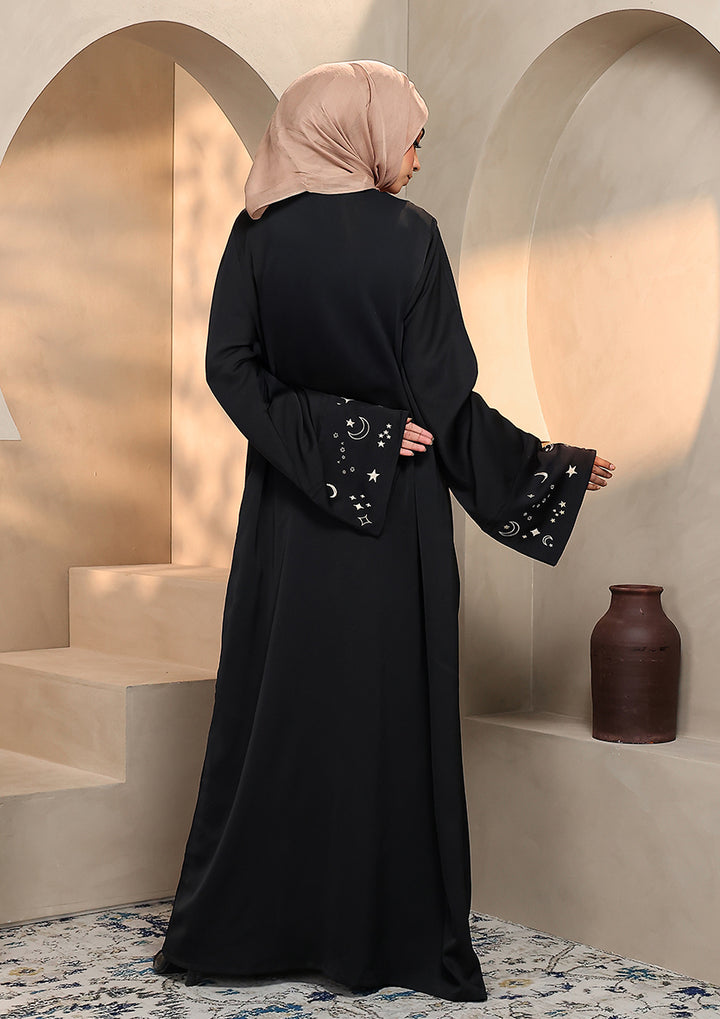 Abaya With Embroidery - Black