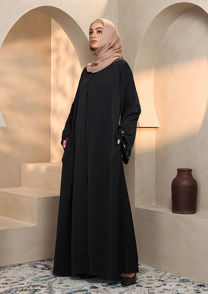Abaya With Embroidery - Black