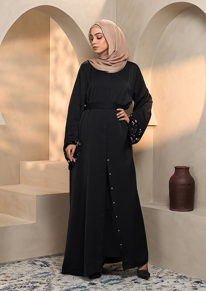Abaya With Embroidery - Black