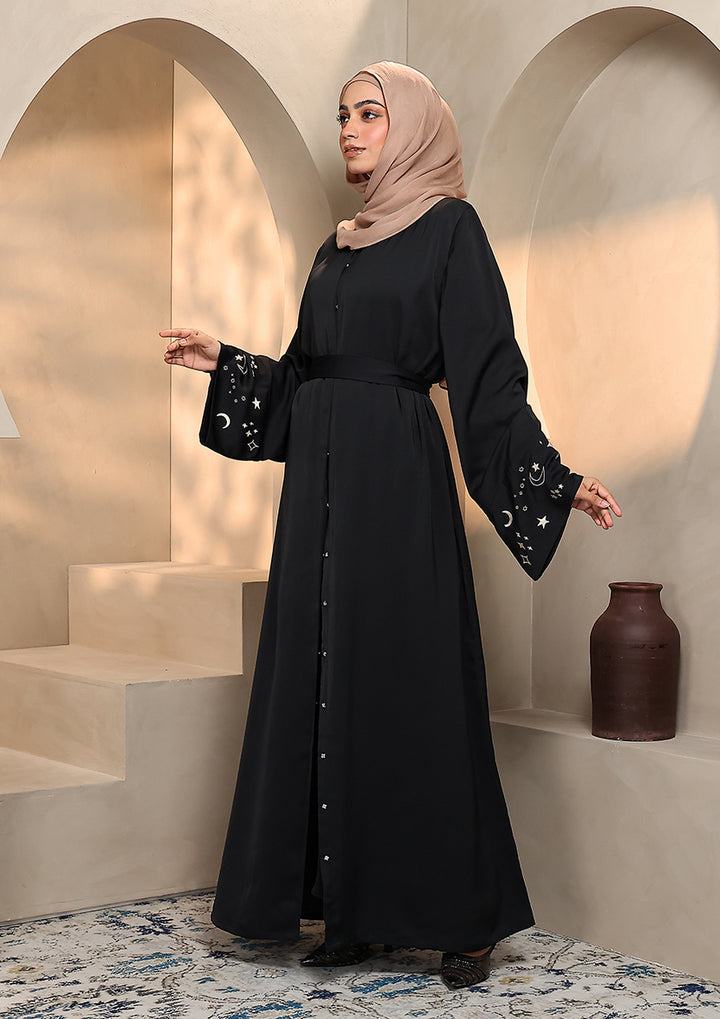 Abaya With Embroidery - Black