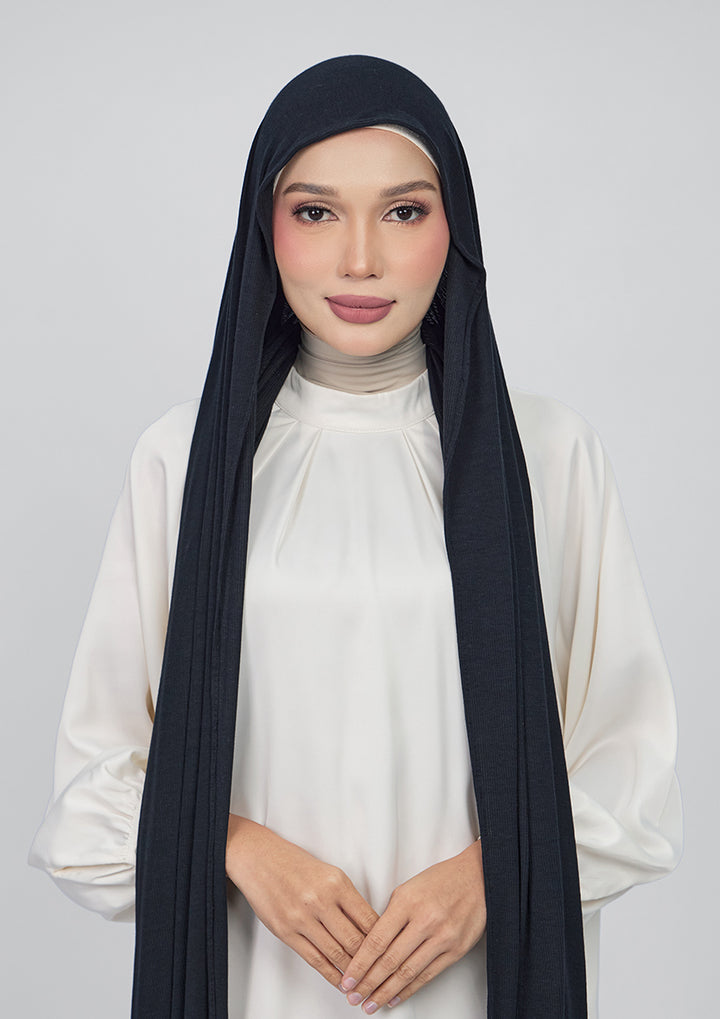 Jet Black - Ribbed Lenzing MicroModal Jersey Shawl