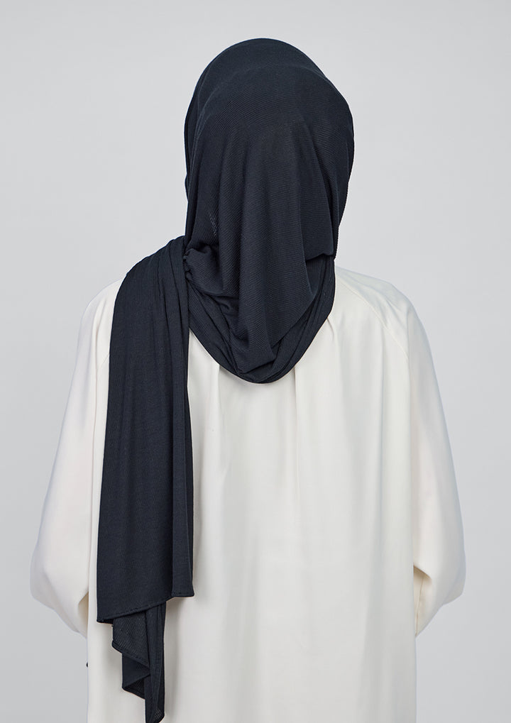 Jet Black - Ribbed Lenzing MicroModal Jersey Shawl
