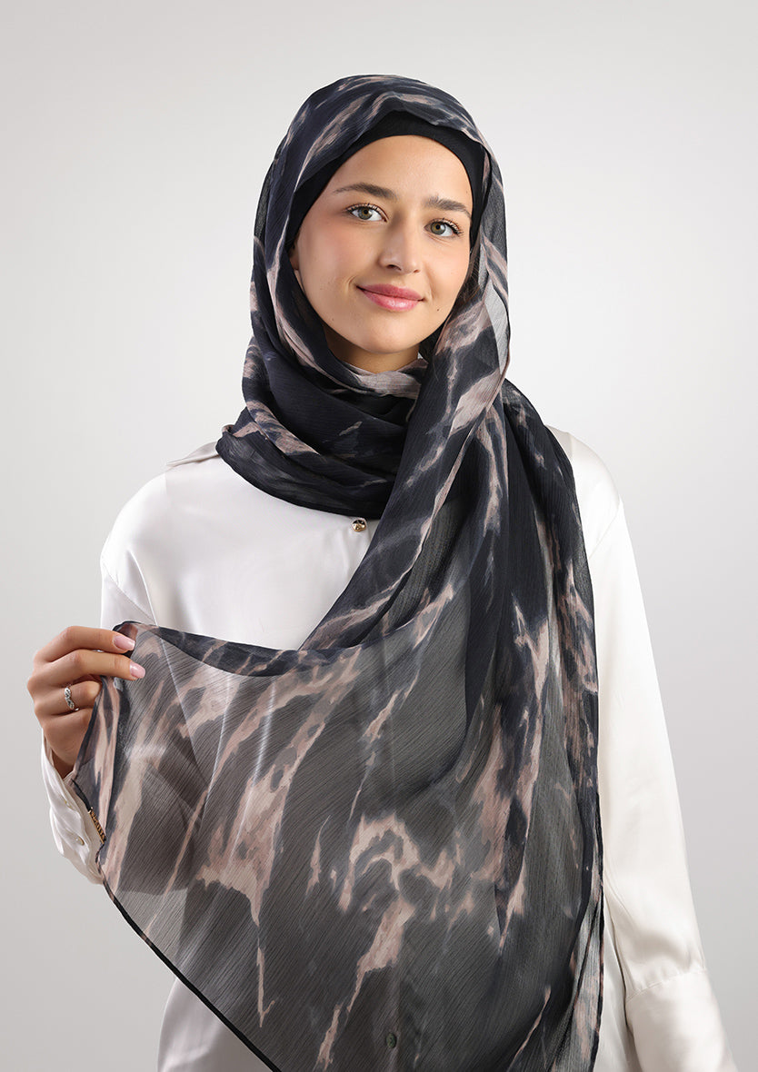 Black Marble  - Instant Hijab with Inner
