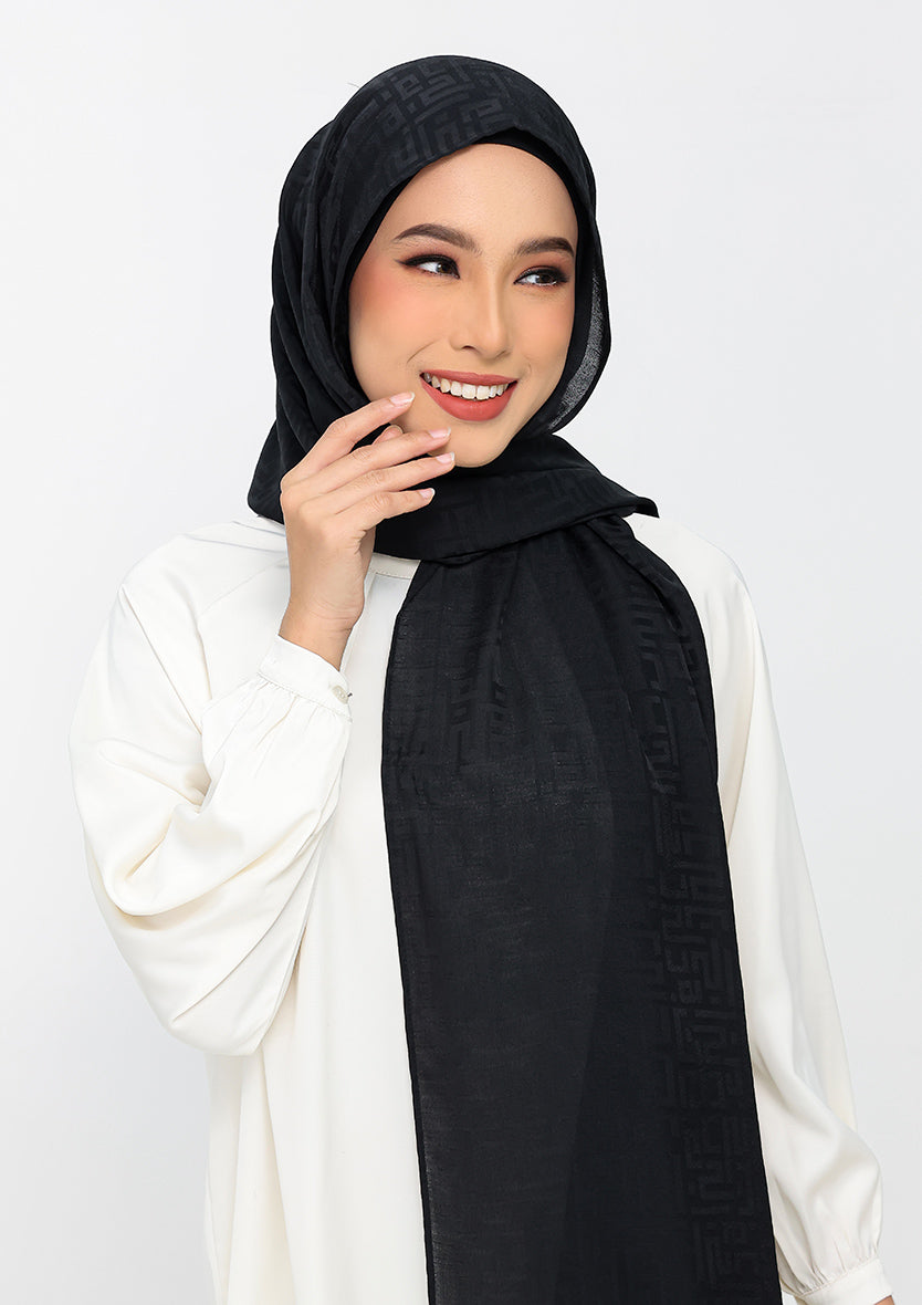 Jacquard Monogram Black - Instant Hijab Set with Inner