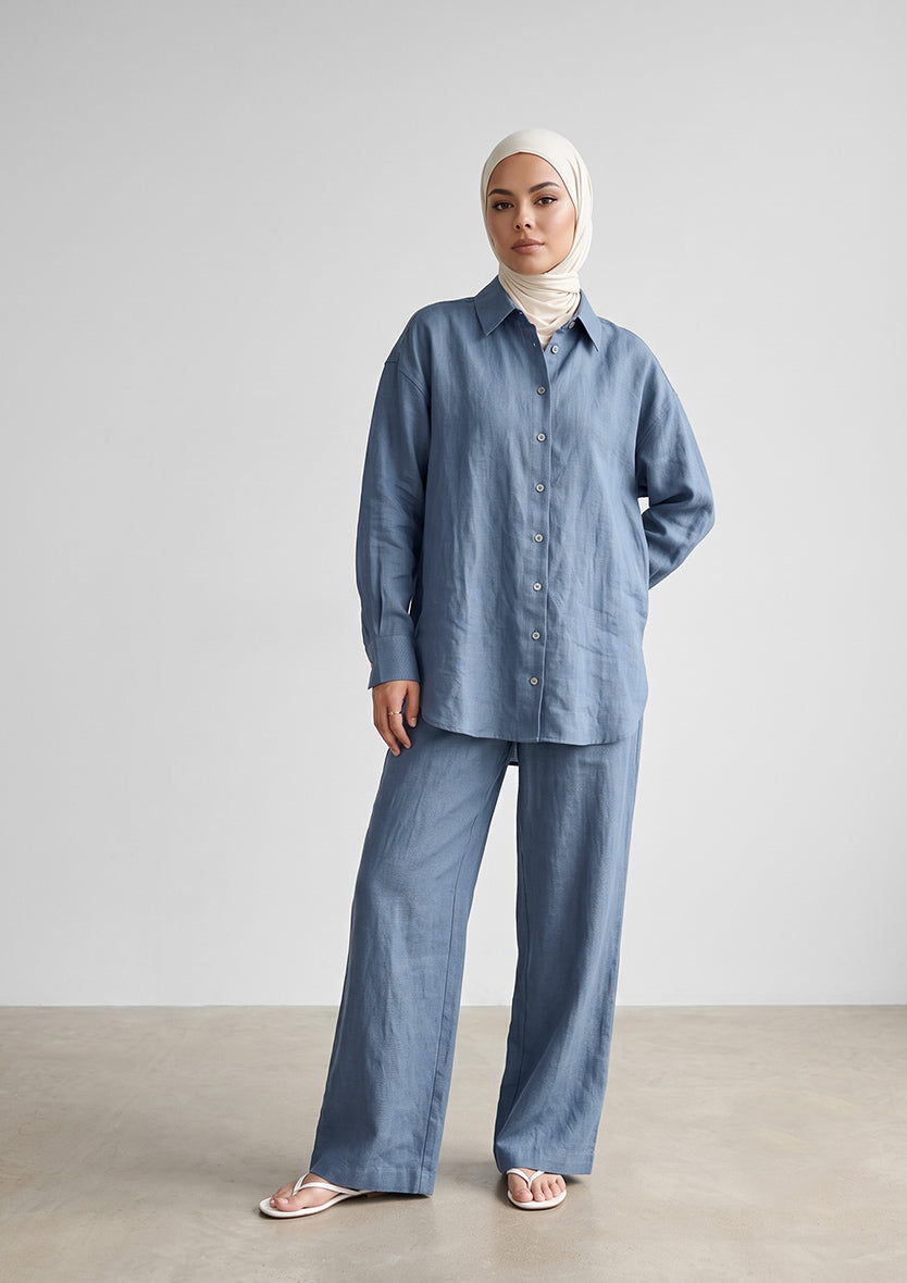 100% Italian Linen Shirt - Blue