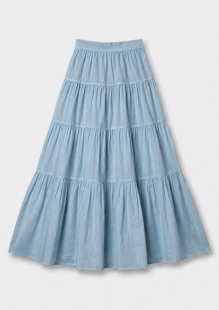 Capri Ruffle Maxi Skirt - Baby Blue