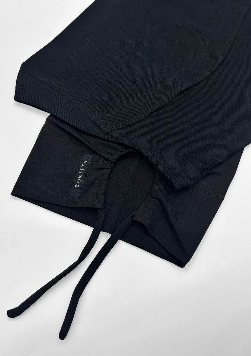 Black-100% Cotton 2- Piece Hijab