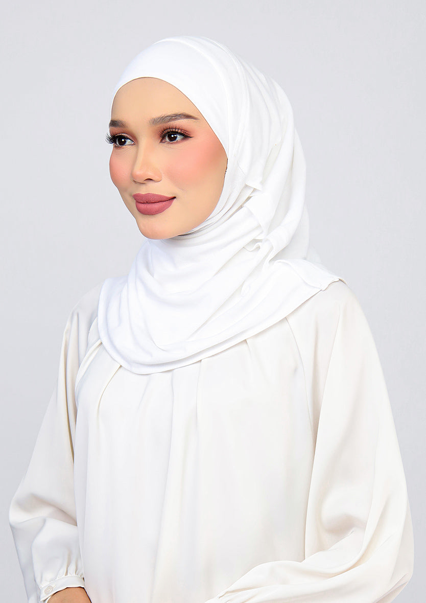 White-100% Cotton 2- Piece Hijab