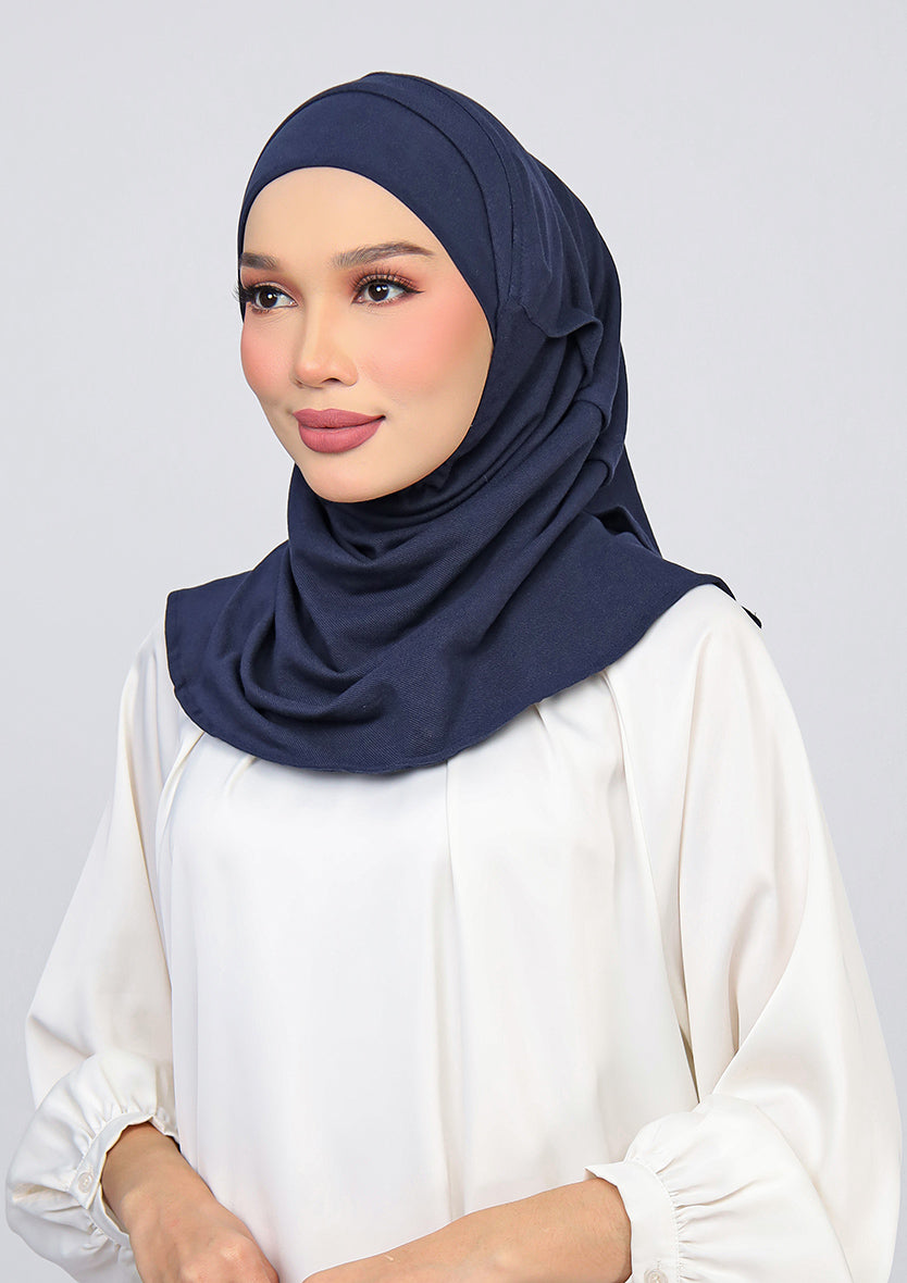 Navy -100% Cotton 2- Piece Hijab