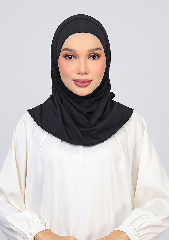 Black-100% Cotton 2- Piece Hijab