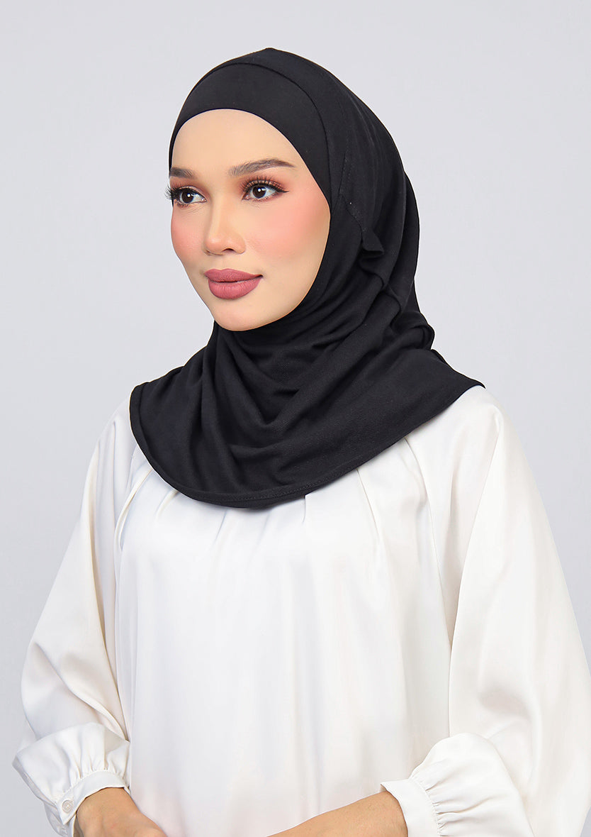 Black-100% Cotton 2- Piece Hijab