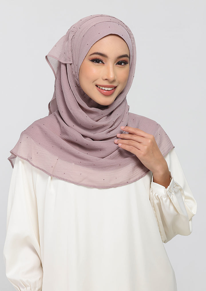 Mauve Gray Crystals - Crinkled Chiffon