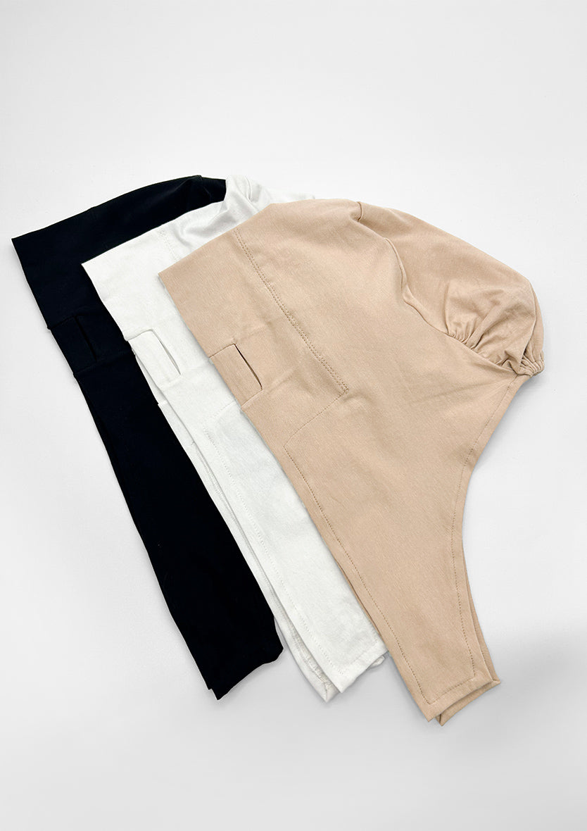 Black - Earslit Inner - Plain Jersey Cotton