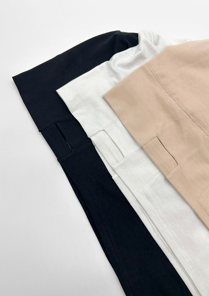 Black - Earslit Inner - Plain Jersey Cotton