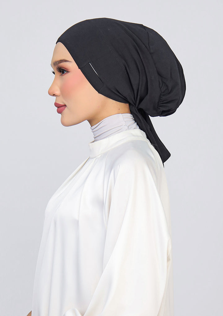 Black - Earslit Inner - Plain Jersey Cotton