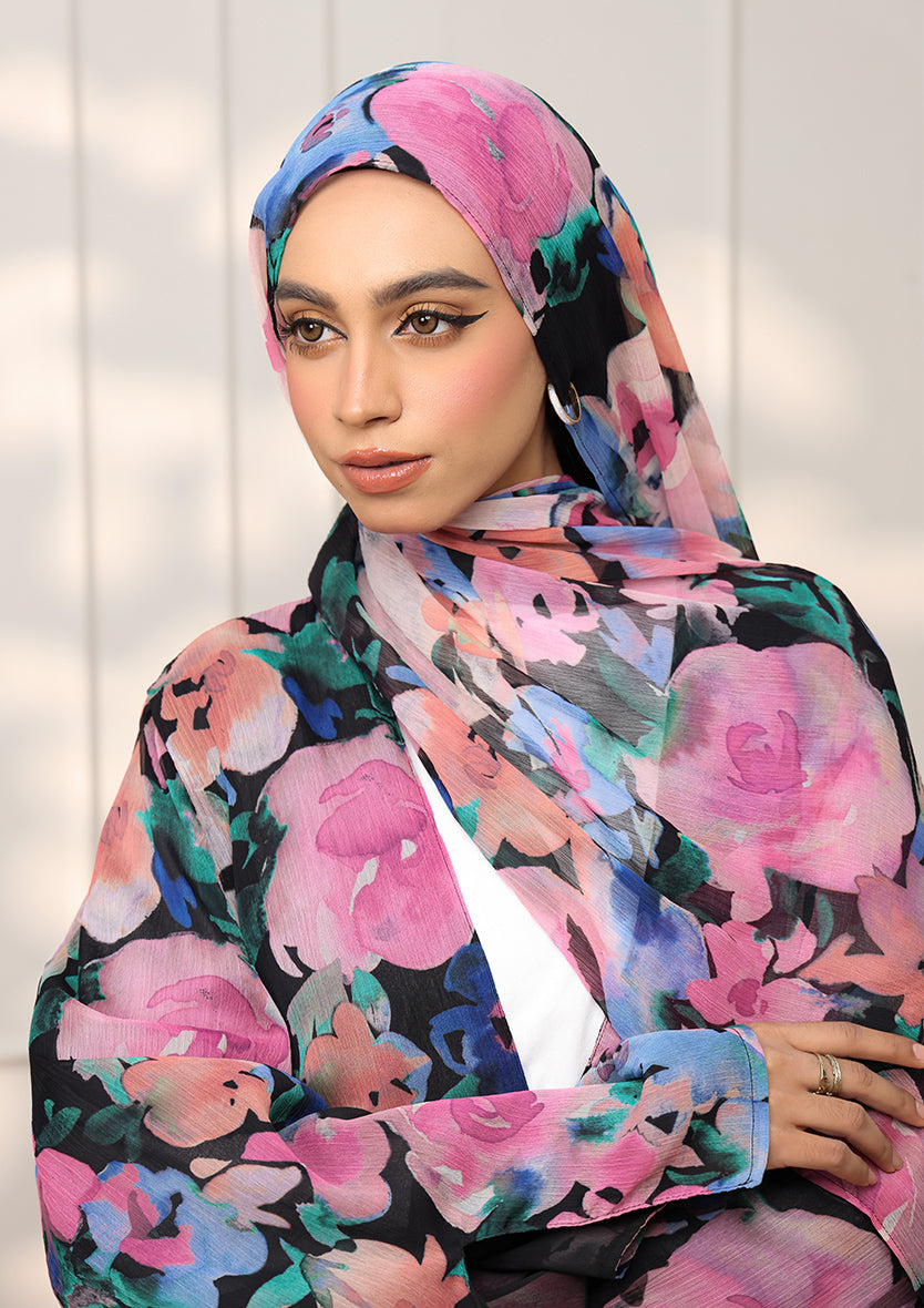 Tie Front Abaya &amp; Shawl Set - Eden Garden