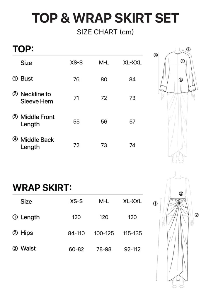 Bronze Satin - Top and Wrap Skirt Set