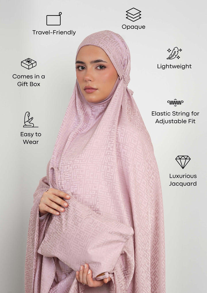 Monogram Lilac - Women Prayer Set - Plain Jacquard Satin