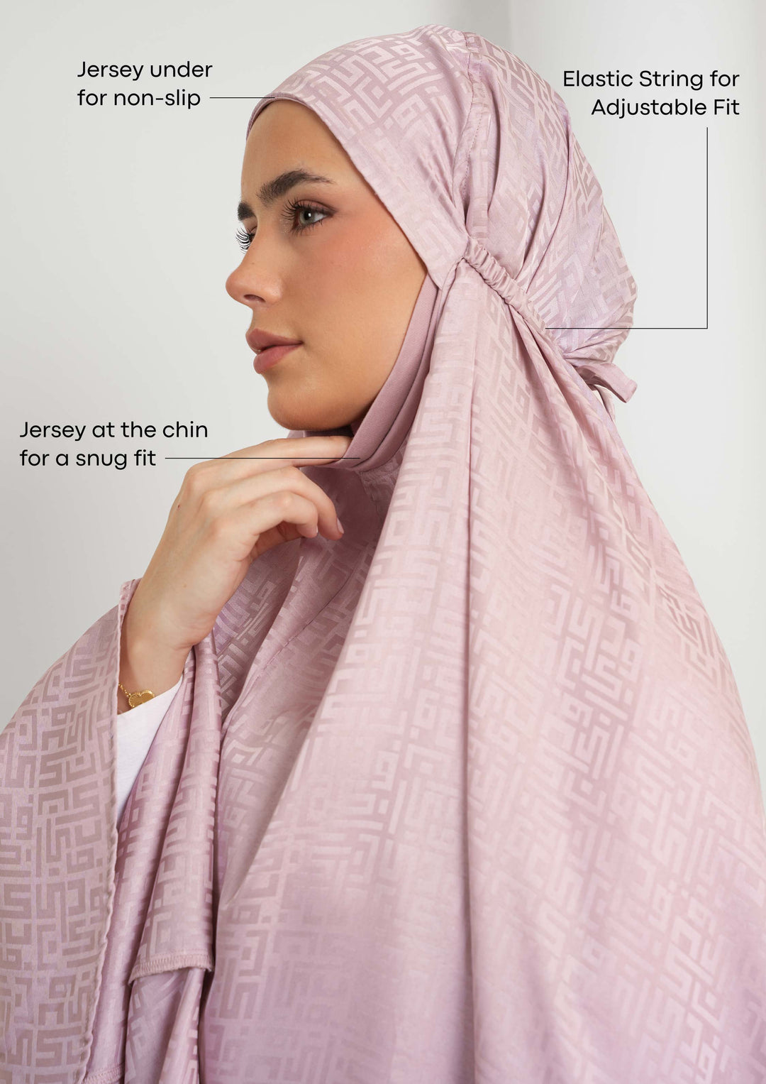Monogram Lilac - Women Prayer Set - Plain Jacquard Satin