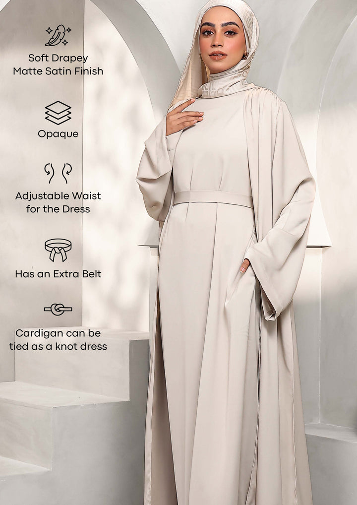Abaya &amp; Maxi Dress Set - Stone