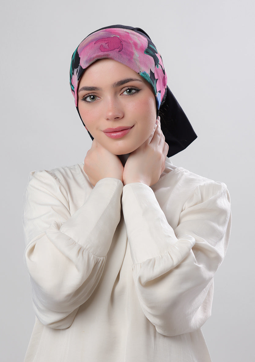 Eden garden pink printed Chiffon Instant Bokitta hijab – BOKITTA