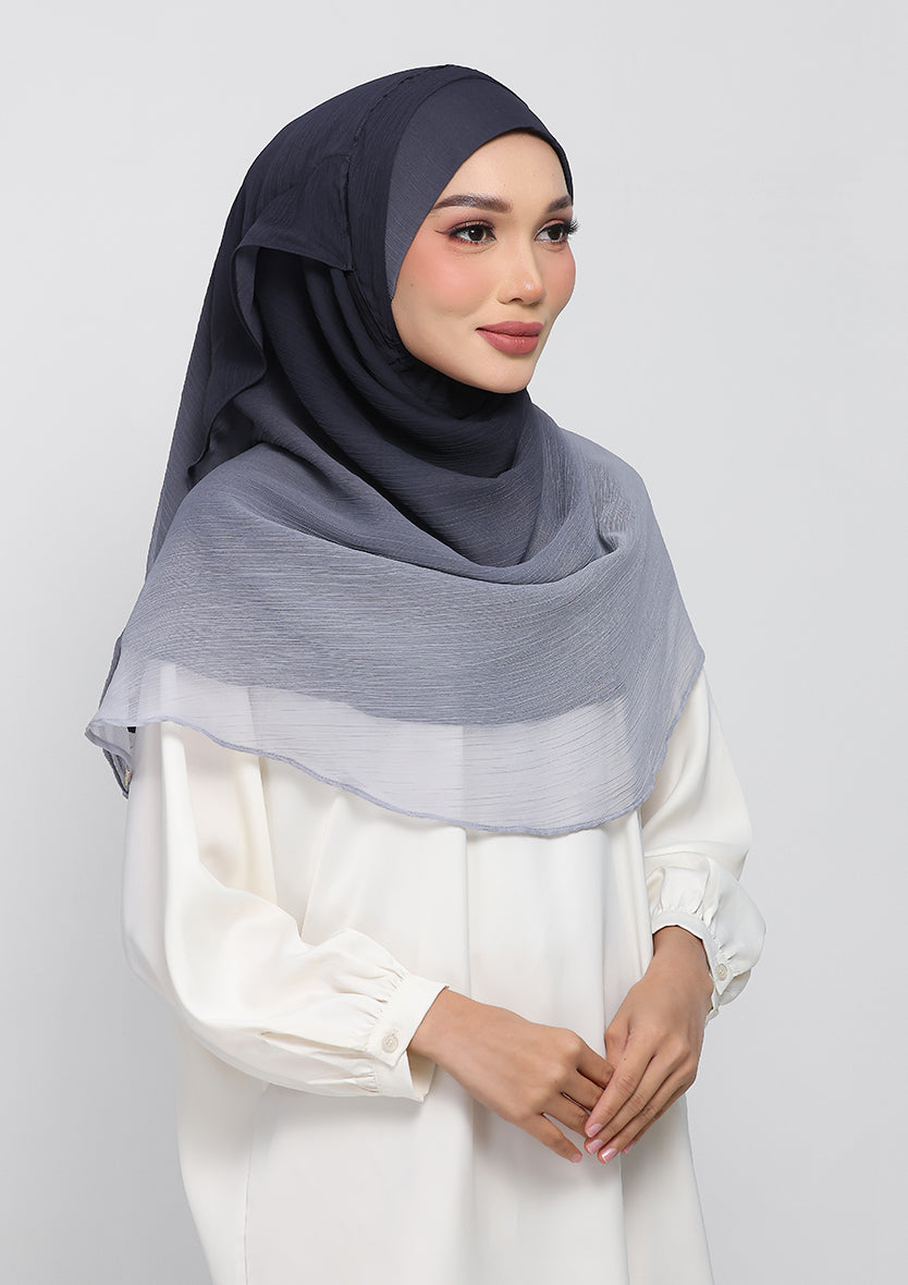 LightGrayNavy - Instant Hijab With Inner