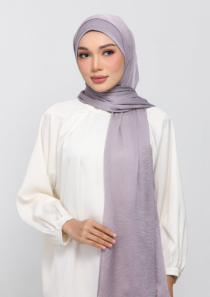 Gull Gray Satin Crinkled - Instant Hijab Set with Inner