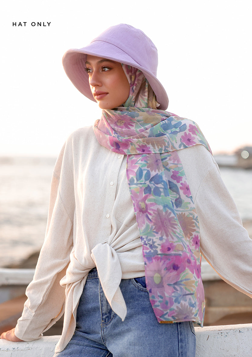 Lilac - Bucket Hat - Plain Crinkled Chiffon