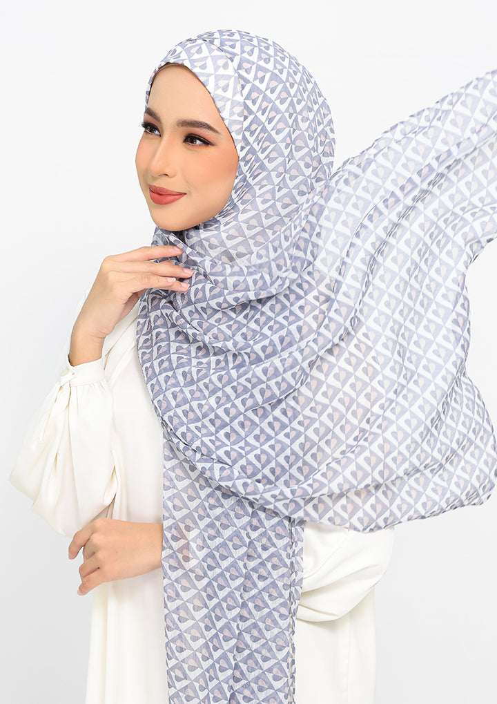 Hearts Gray - Instant Hijab With Inner