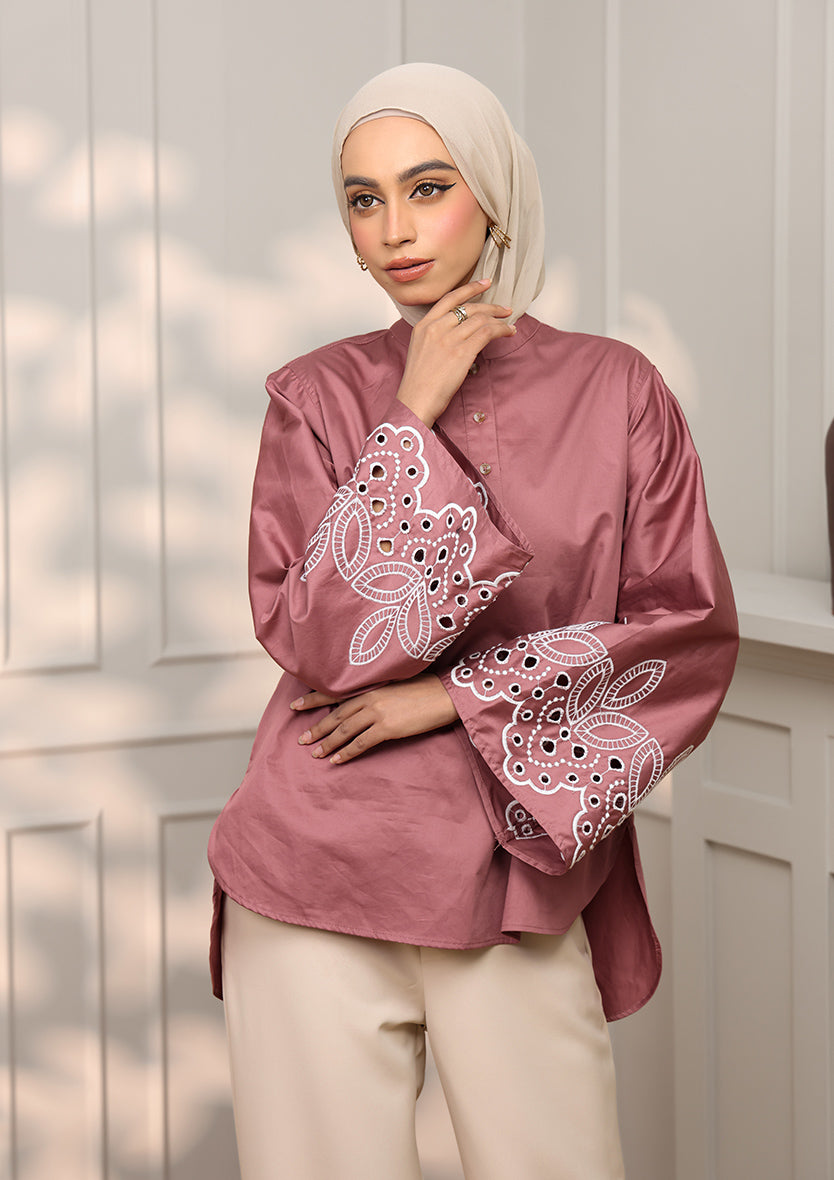 Pink Eyelet Top