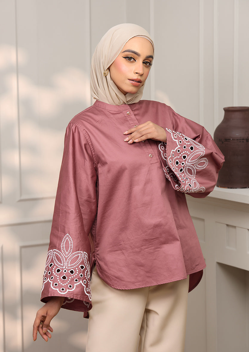 Pink Eyelet Top