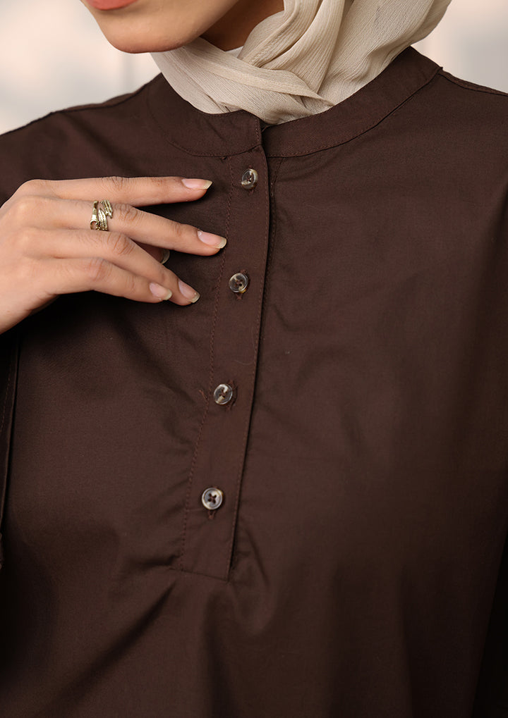 Customized Chocolate Palm Leaf Embroidery Top