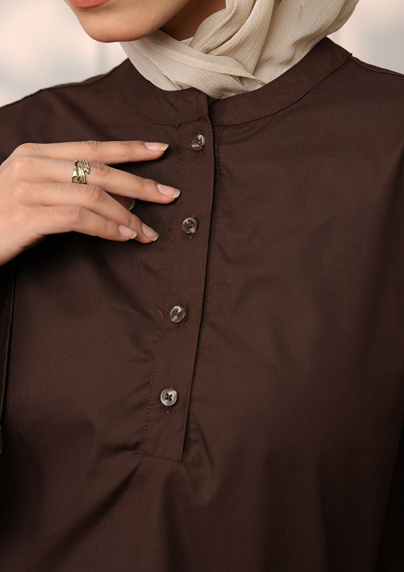 Customized Chocolate Palm Leaf Embroidery Top
