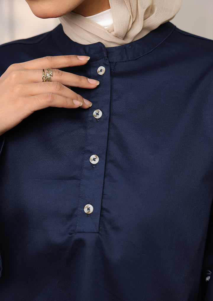 Customized Navy Palm Embroidery Top